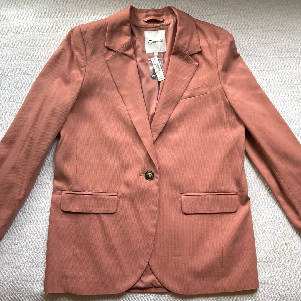 Madewell Larson Dusty Rose Women's Blazer Nwt Size M Coral Salmon Pink Workwear